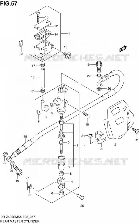 MAITRE CYLINDRE ARRIERE Suzuki MOTO 400 DR-Z 2006  DR-Z400SMK6(E19)