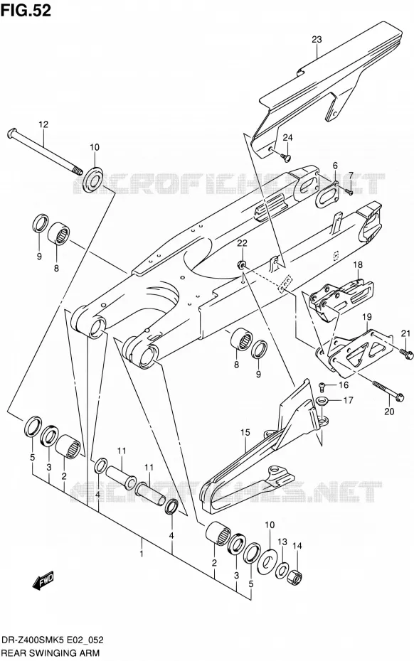 BRAS OSCILLANT ARRIERE Suzuki MOTO 400 DR-Z 2006  DR-Z400SMK6(E24)