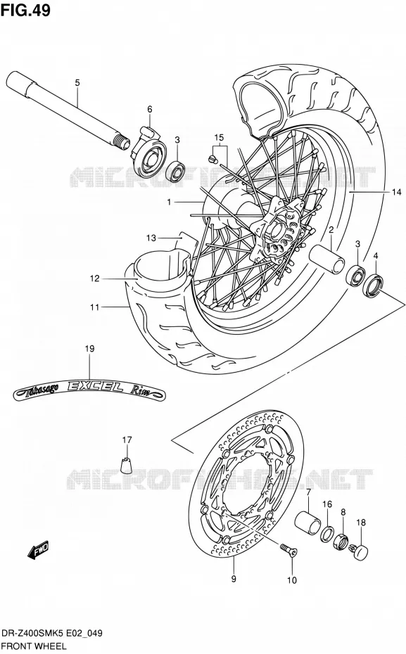 ROUE AVANT (MODELE K5/K6) Suzuki MOTO 400 DR-Z 2006  DR-Z400SMK6(E24)