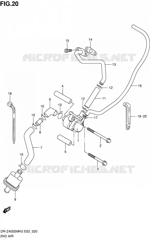SYSTEME RECYCLAGE GAZ ECHAPPEMENT Suzuki MOTO 400 DR-Z 2006  DR-Z400SMK6(E24)