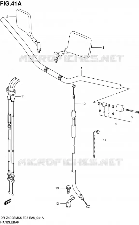 GUIDON (MODEL K7/K8/K9) Suzuki MOTO 400 DR-ZSM 2007  DR-Z400SM K7 (E03,E28,E33)