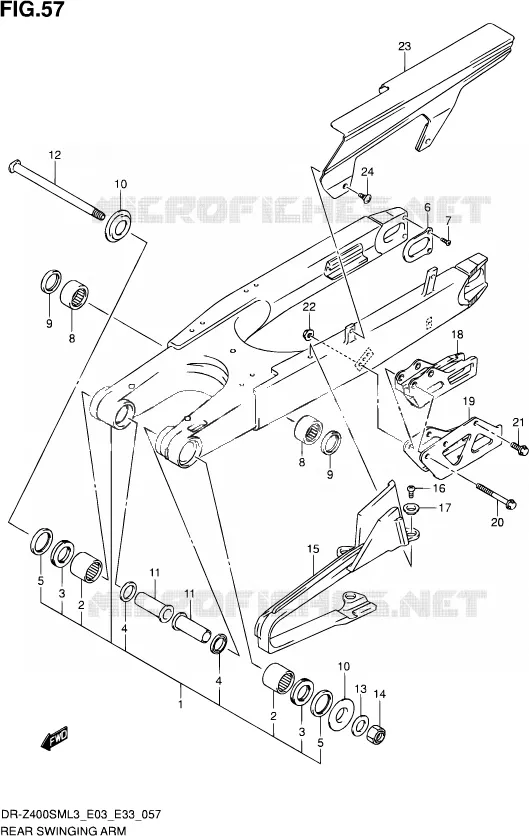 BRAS OSCILLANT ARRIERE Suzuki MOTO 400 DR-Z 2013  DR-Z400SM L3 (E03,E28,E33)