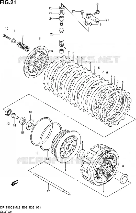 EMBRAYAGE Suzuki MOTO 400 DR-Z 2013  DR-Z400SM L3 (E03,E28,E33)