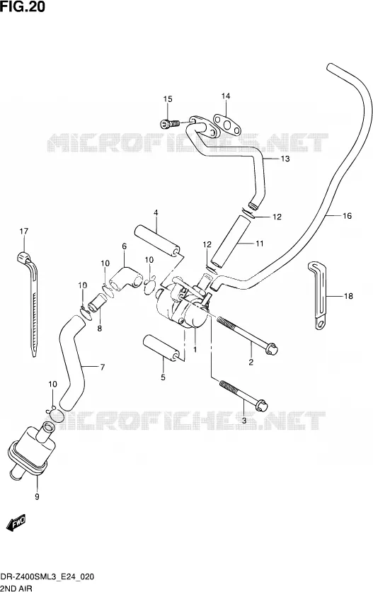 SYSTEME RECYCLAGE GAZ ECHAPPEMENT Suzuki MOTO 400 DR-Z 2013  DR-Z400SM L3 (E24)