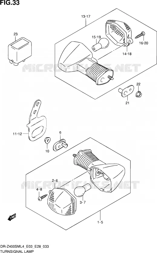 CLIGNOTANTS Suzuki MOTO 400 DR-Z 2014  DR-Z400SM L4 (E03,E28,E33)