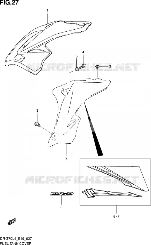 RESERVOIR D'ESSENCE - COUVERCLES Suzuki MOTO 70 DR-Z 2014  DR-Z70 L4 (E19)
