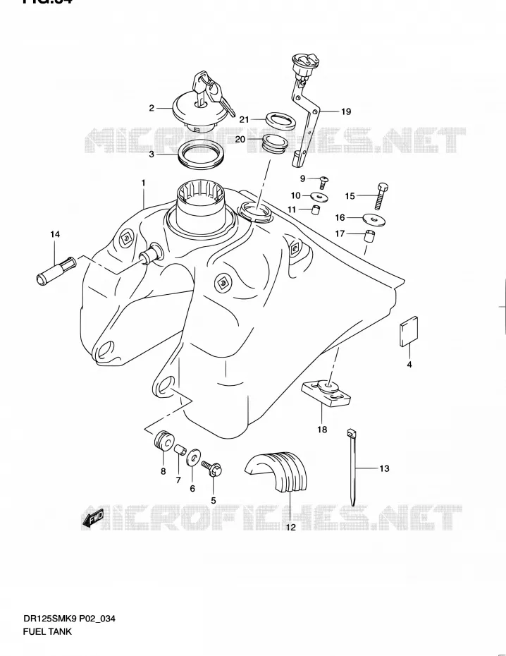 RESERVOIR D'ESSENCE Suzuki MOTO 125 DR 2010  DR125SML0(E02)