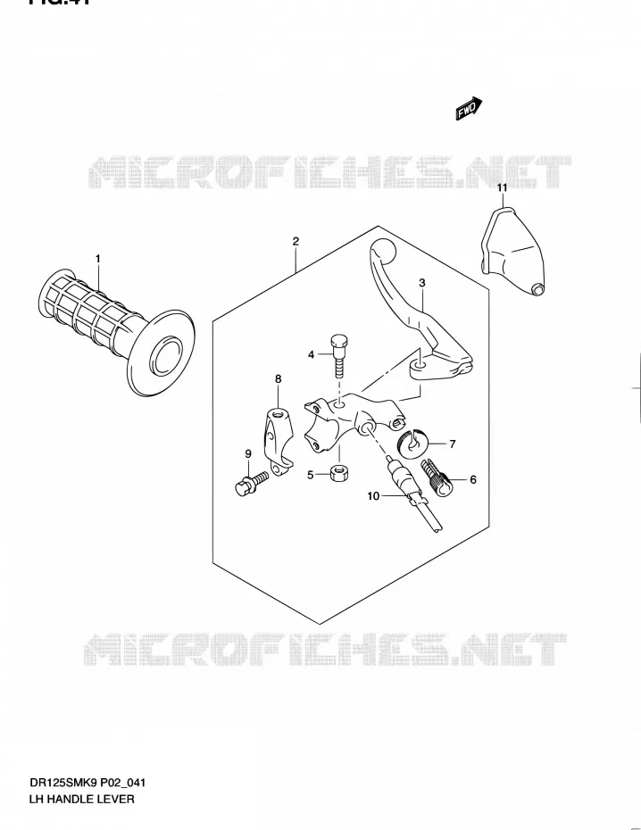 ENSEMBLE LEVIER - POIGNEE GAUCHE Suzuki MOTO 125 DR 2011  DR125SML0(E19)