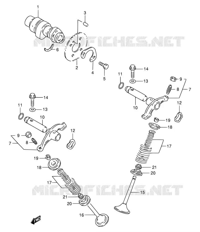 ARBRE A CAMES - VALVE Suzuki MOTO 200 DR 2002  DR200SE K2 (E06,E24)