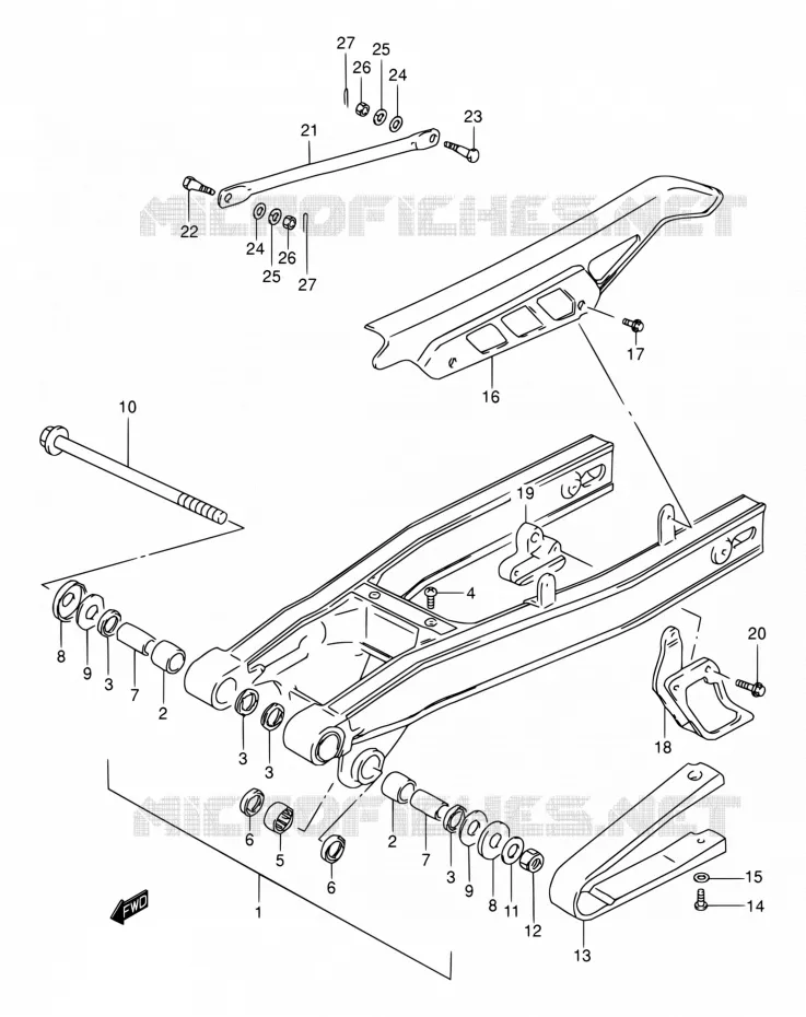 BRAS OSCILLANT ARRIERE Suzuki MOTO 200 DR 2003  DR200SE K3 (E03,E28,E33)