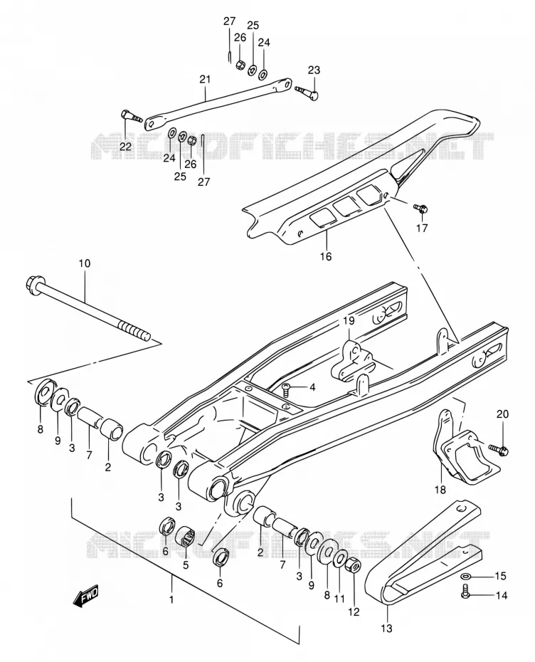 BRAS OSCILLANT ARRIERE (MODEL K1/MODEL K2 P09) Suzuki MOTO 200 DR 2003  DR200SE K3 (E06,E24)