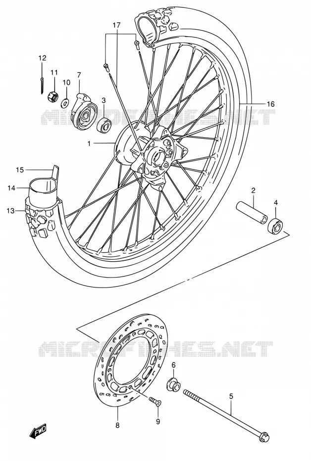 ROUE AVANT (MODEL K2 P09) Suzuki MOTO 200 DR 2004  DR200SE K4 (E06,E24)