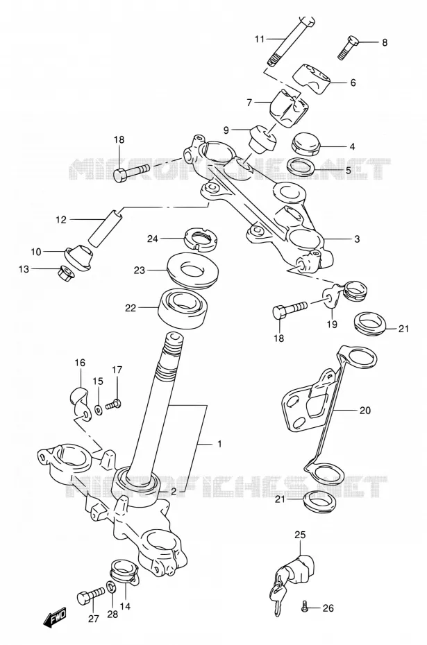COLONNE DE DIRECTION (MODEL K1/MODEL K2 P09) Suzuki MOTO 200 DR 2005  DR200SE K5 (E06,E24)