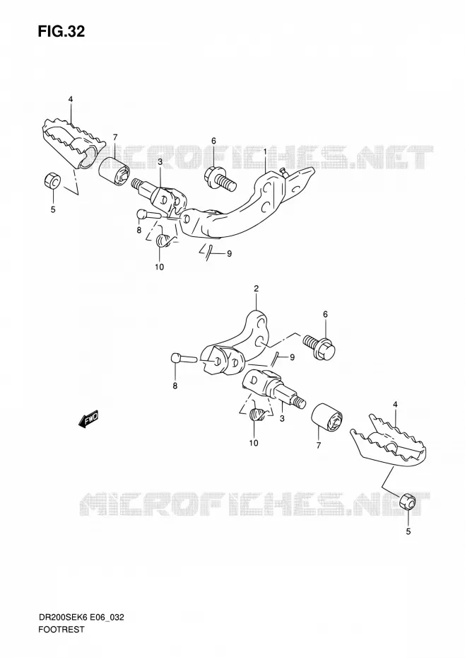 REPOSE PIED (E24) Suzuki MOTO 200 DR 2006  DR200SE K6 (E06,E24)