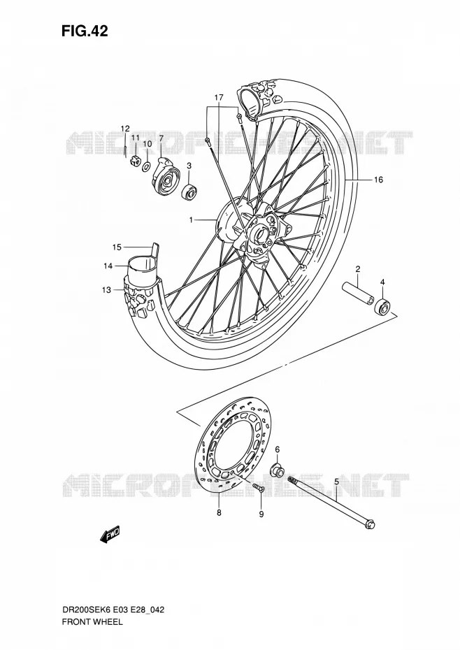 ROUE AVANT Suzuki MOTO 200 DR 2007  DR200SE K7 (E03,E28,E33)