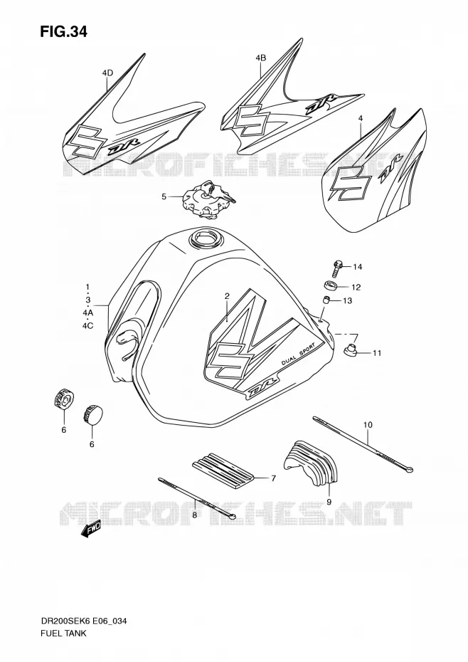 RESERVOIR D'ESSENCE Suzuki MOTO 200 DR 2007  DR200SE K7 (E06,E24)
