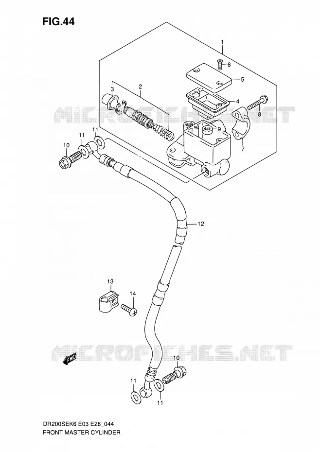 MAITRE CYLINDRE AVANT Suzuki MOTO 200 DR 2008  DR200SE K8 (E03,E28,E33)