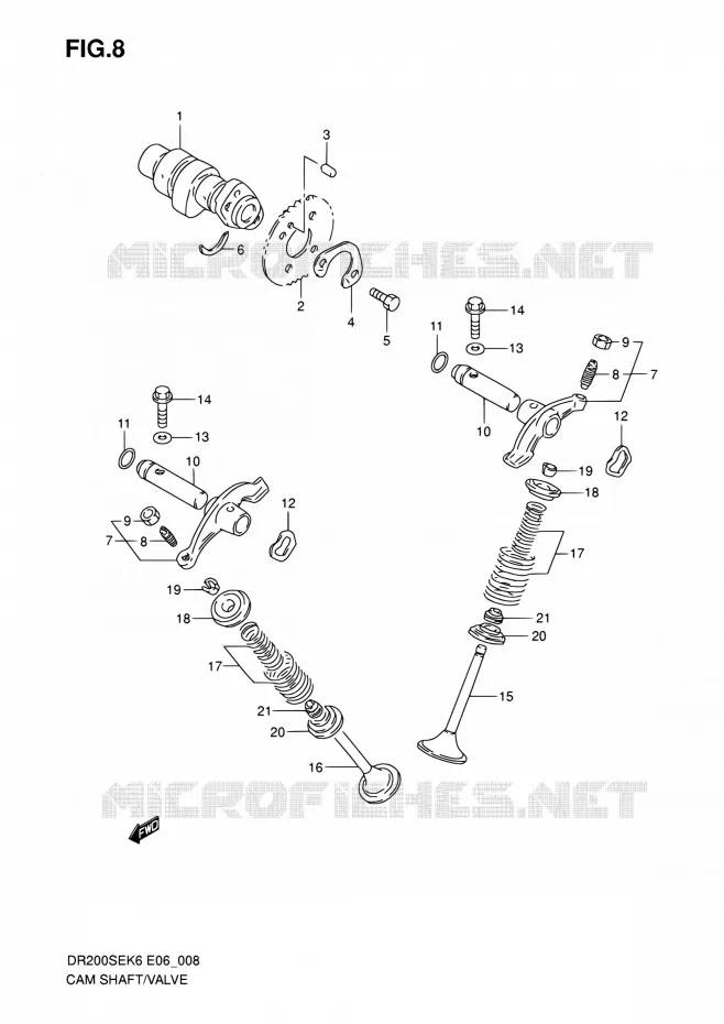 ARBRE A CAMES - VALVE Suzuki MOTO 200 DR 2009  DR200SE K9 (E06,E24)