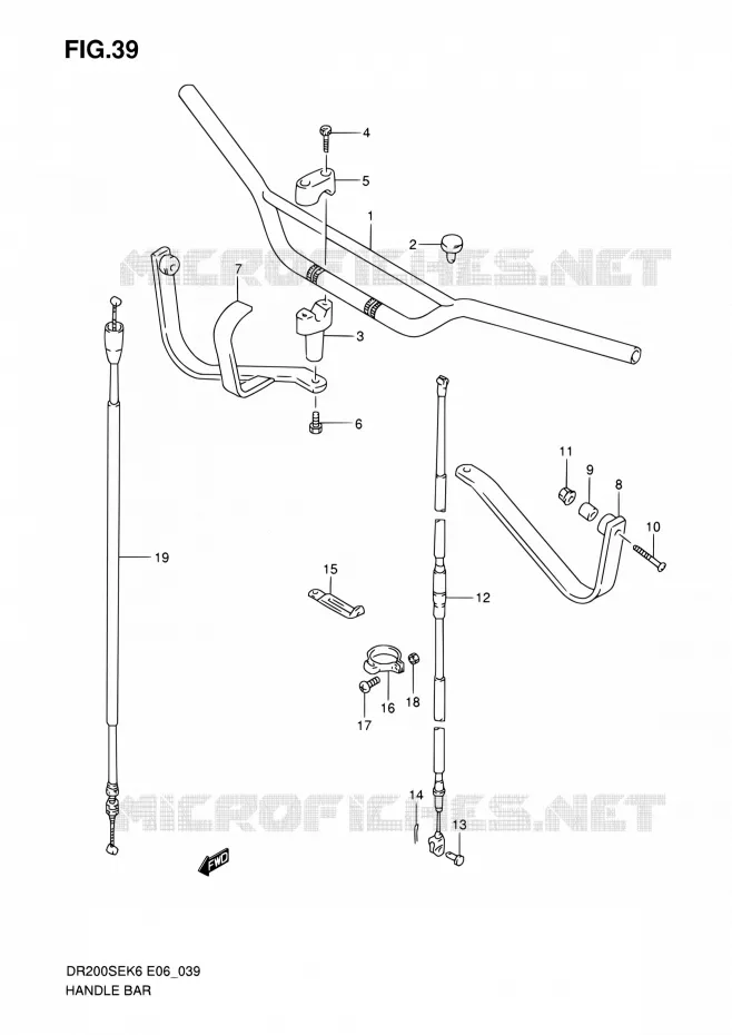 GUIDON (E24) Suzuki MOTO 200 DR 2009  DR200SE K9 (E06,E24)
