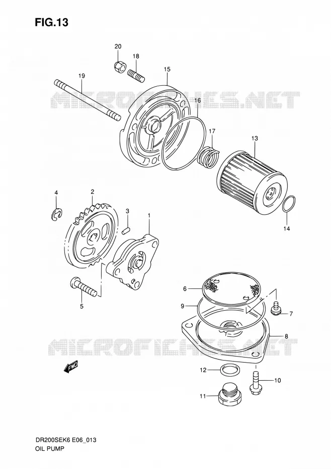 POMPE A HUILE Suzuki MOTO 200 DR 2009  DR200SE K9 (E06,E24)