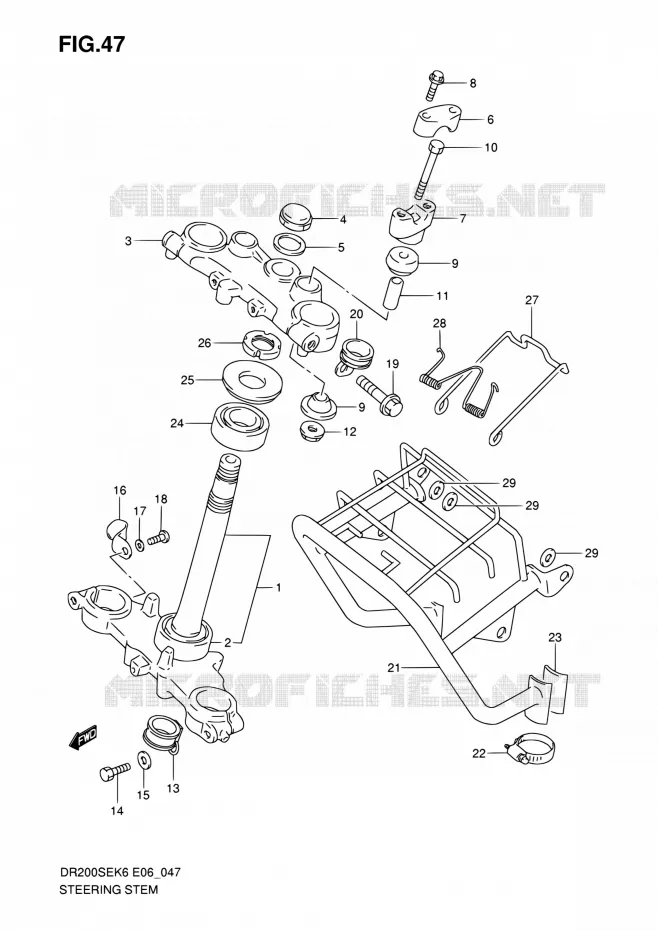 COLONNE DE DIRECTION Suzuki MOTO 200 DR 2010  DR200SE L0 (E06,E24)