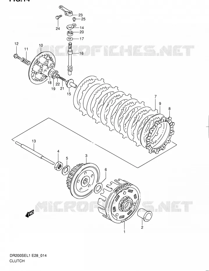 EMBRAYAGE Suzuki MOTO 200 DR 2011  DR200SE L1 (E03,E28,E33)