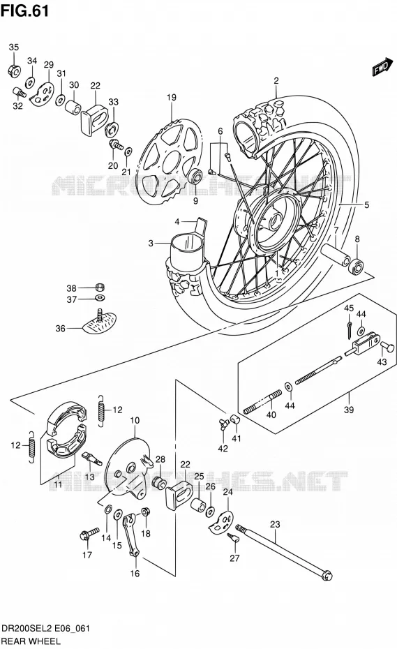 ROUE ARRIERE Suzuki MOTO 200 DR 2012  DR200SEL2(E24)