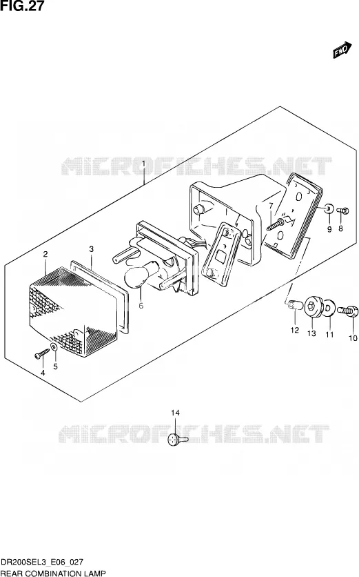 ENSEMBLE FEU ARRIERE (DR200SEL3 E24) Suzuki MOTO 200 DR 2013  DR200SE L3 (E06)
