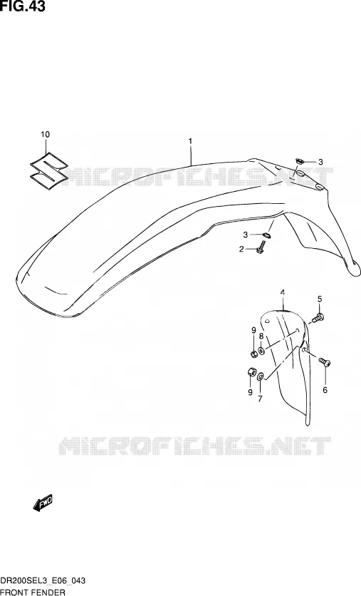 GARDE BOUE AVANT Suzuki MOTO 200 DR 2013  DR200SE L3 (E06)