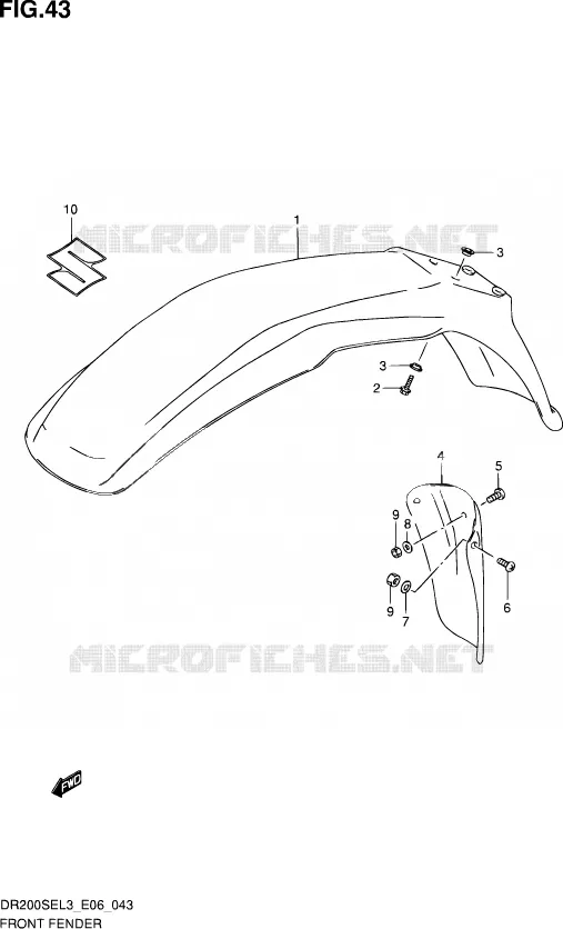 GARDE BOUE AVANT Suzuki MOTO 200 DR 2013  DR200SE L3 (E24)