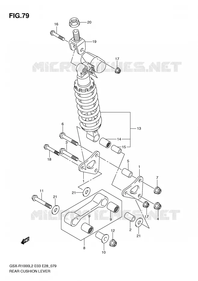 BIELLETTE DE SUSPENSION ARRIERE (GSX-R1000L2 E28) Suzuki MOTO 1000 GSX-R 2012  GSX-R1000L2(E03)