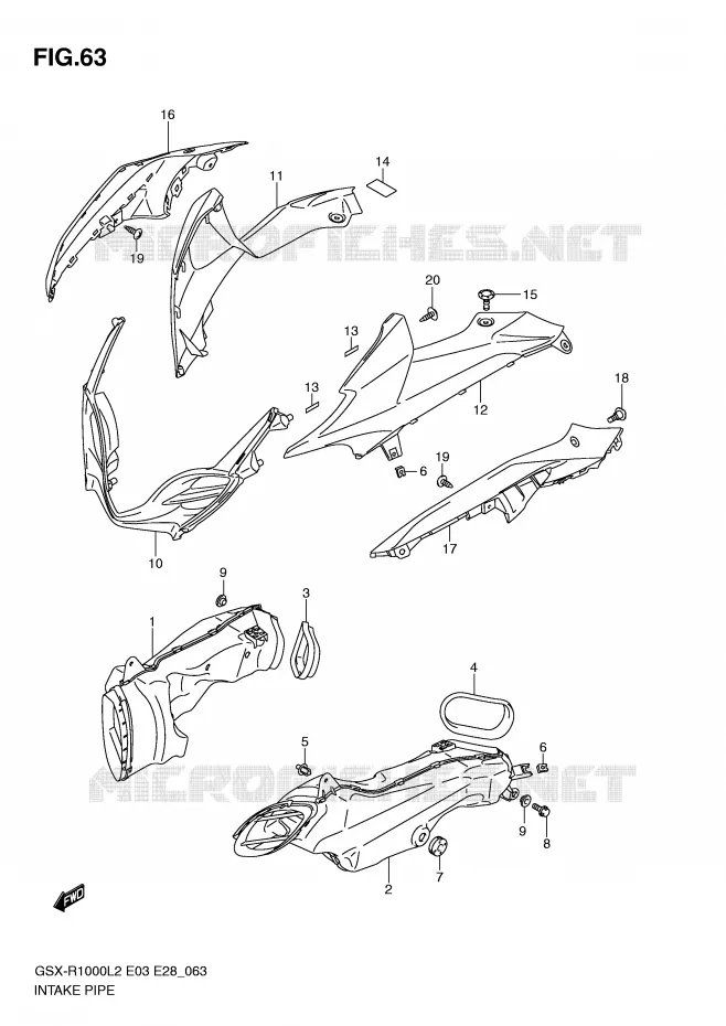 CONDUIT D'ADMISSION Suzuki MOTO 1000 GSX-R 2012  GSX-R1000L2(E03)