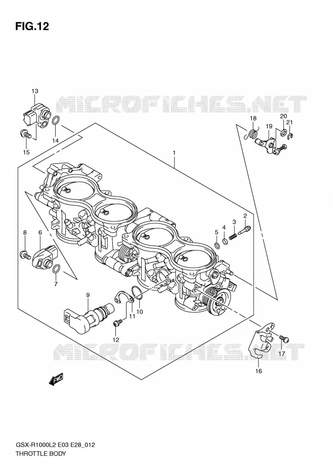 CORPS DE PAPILLON (GSX-R1000L2 E03) Suzuki MOTO 1000 GSX-R 2012  GSX-R1000L2(E03)