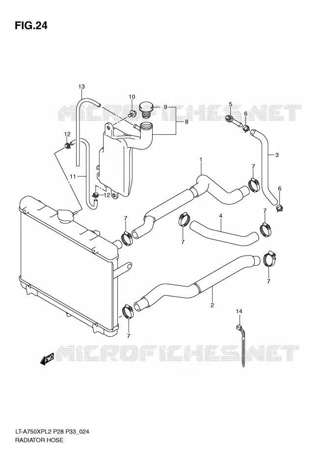 DURITE DE RADIATEUR Suzuki QUAD 750 KINGQUAD 2012  LT-A750XPL2(P28)
