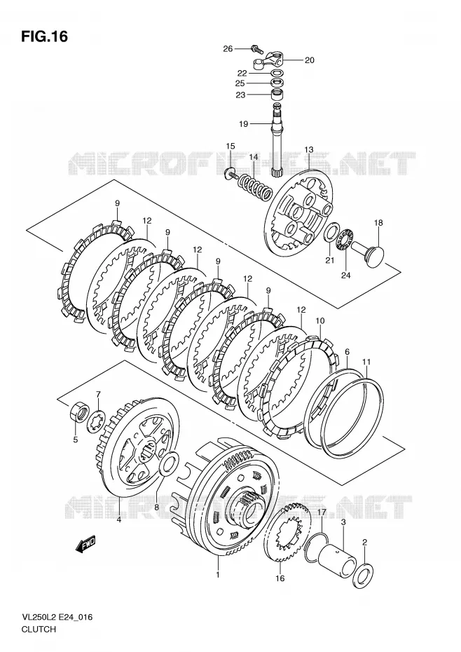 EMBRAYAGE Suzuki MOTO 250 INTRUDER 2012  VL250L2(E24)