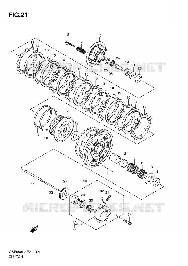 EMBRAYAGE Suzuki MOTO 650 BANDIT 2012  GSF650UAL2(E21)