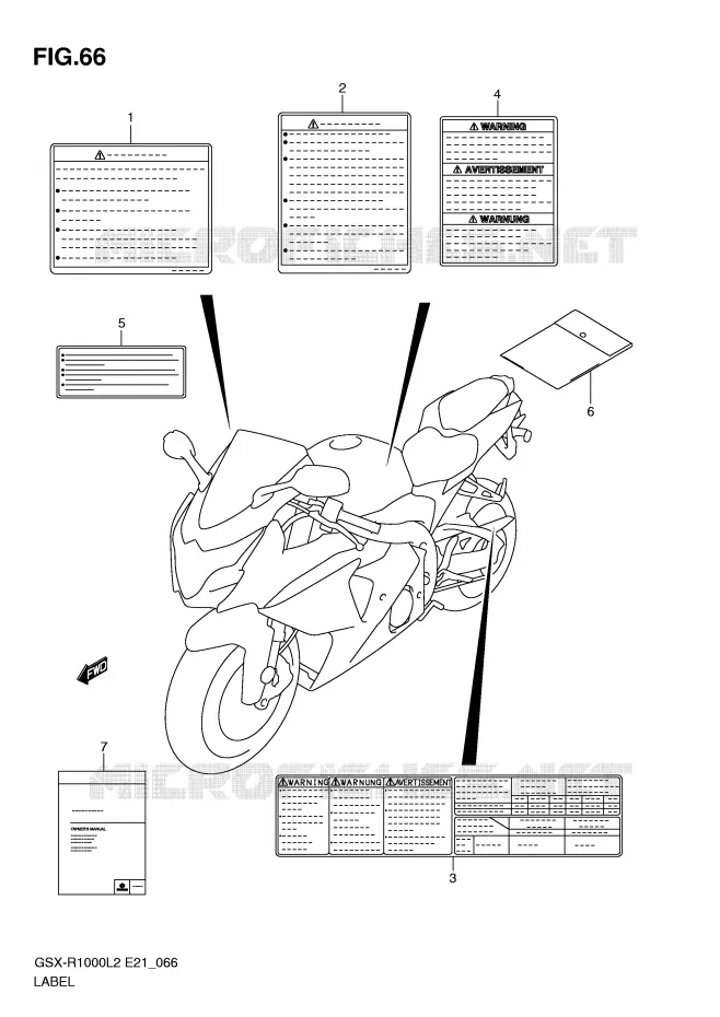 ETIQUETTE (GSX-R1000L2 E21) Suzuki MOTO 1000 GSX-R 2012  GSX-R1000UFL2(E21)