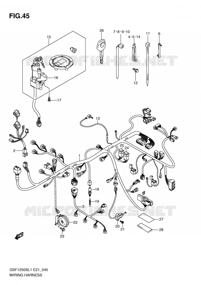 FAISCEAU ELECTRIQUE (GSF1250SAL1 E21) Suzuki MOTO 1250 BANDIT 2012  GSF1250SAL1(E21)