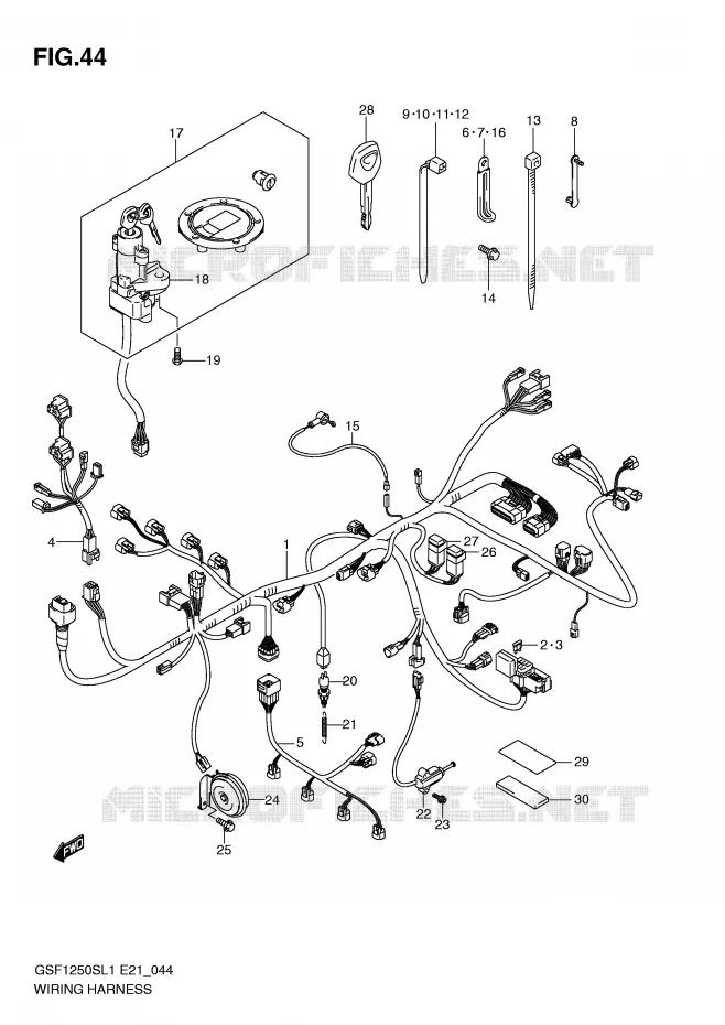 FAISCEAU ELECTRIQUE (GSF1250SL1 E24) Suzuki MOTO 1250 BANDIT 2012  GSF1250SAL1(E21)