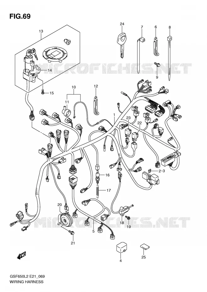 FAISCEAU ELECTRIQUE (GSF650AL2 E21) Suzuki MOTO 650 BANDIT 2016  GSF650SAL2(E21)