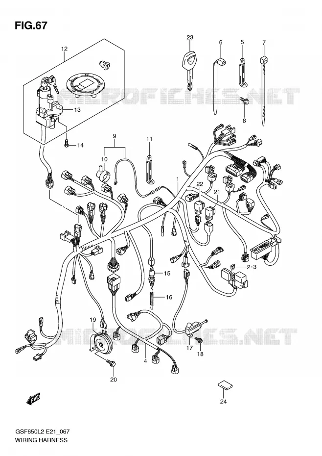 FAISCEAU ELECTRIQUE (GSF650L2 E21) Suzuki MOTO 650 BANDIT 2012  GSF650SL2(E21)