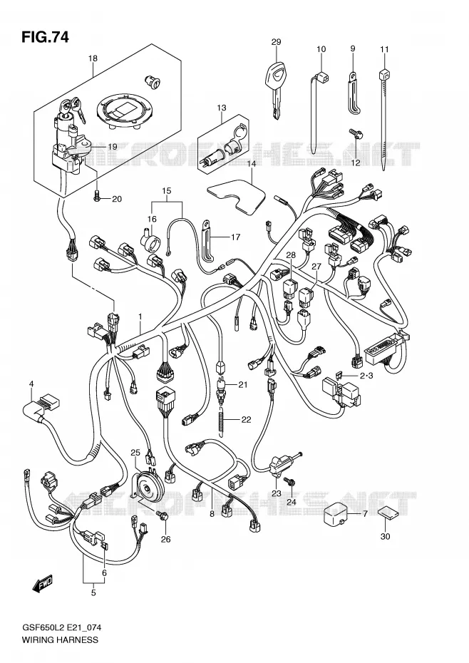 FAISCEAU ELECTRIQUE (GSF650SUAL2 E21) Suzuki MOTO 650 BANDIT 2014  GSF650SAL2(E21)