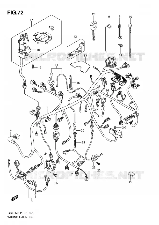 FAISCEAU ELECTRIQUE (GSF650SUL2 E21) Suzuki MOTO 650 BANDIT 2012  GSF650SUL2(E21)