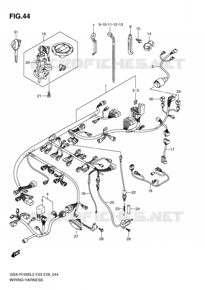 FAISCEAU ELECTRIQUE (GSX-R1000L2 E33) Suzuki MOTO 1000 GSX-R 2012  GSX-R1000L2(E03)