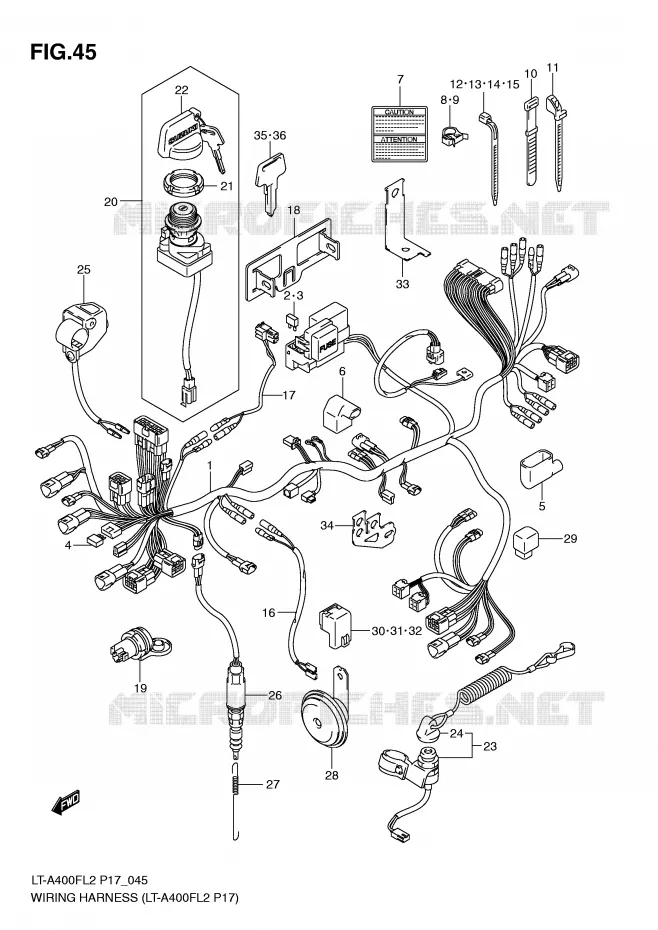 FAISCEAU ELECTRIQUE (LT-A400FL2 P17) Suzuki QUAD 400 KINGQUAD 2012  LT-F400L2(P17)