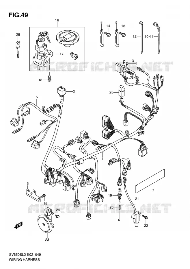 FAISCEAU ELECTRIQUE (SV650SL2 E24) Suzuki MOTO 650 SV 2012  SV650SL2(E02)