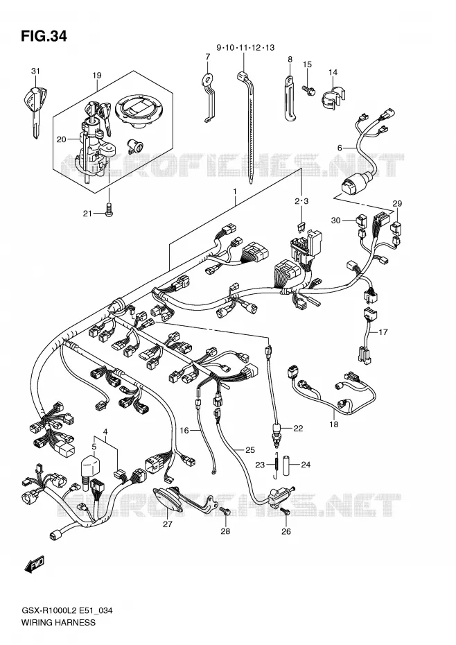 FAISCEAU ELECTRIQUE Suzuki MOTO 1000 GSX-R 2012  GSX-R1000L2(E51)