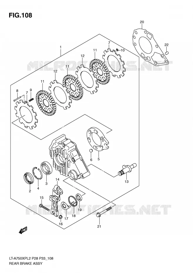 FREIN ARRIERE Suzuki QUAD 750 KINGQUAD 2012  LT-A750XPL2(P28)