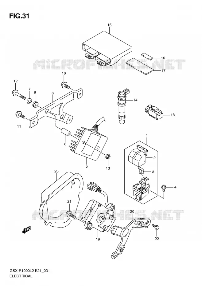 PARTIE ELECTRIQUE (GSX-R1000UFL2 E21) Suzuki MOTO 1000 GSX-R 2012  GSX-R1000UFL2(E21)