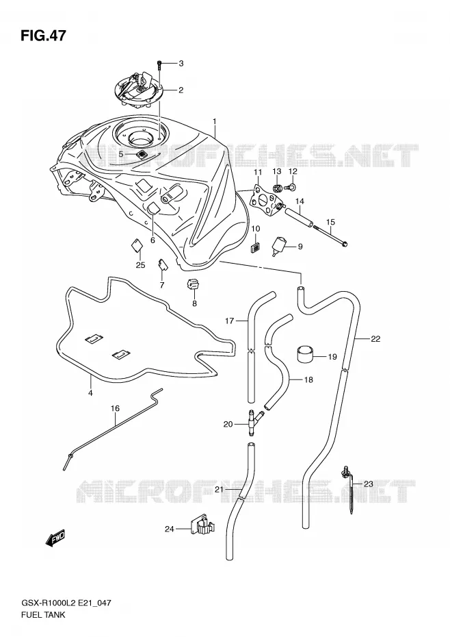 RESERVOIR D'ESSENCE (GSX-R1000UFL2 E21) Suzuki MOTO 1000 GSX-R 2012  GSX-R1000L2(E21)